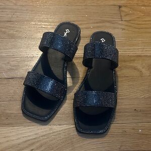 Black Rhinestone Sandals